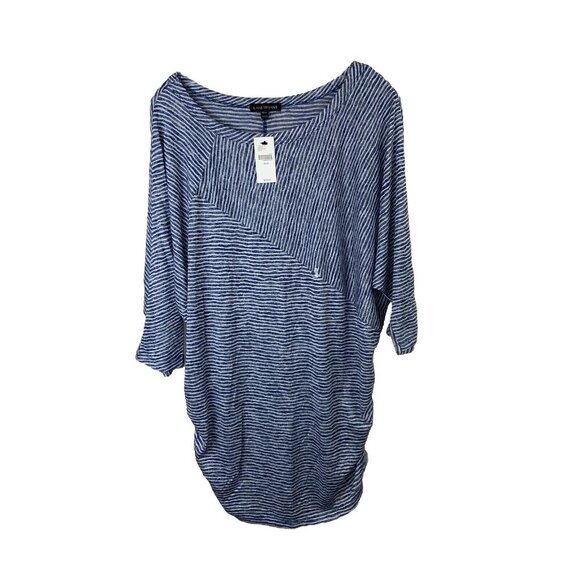 Lane Bryant  Womens Tunic Top Sz 18/20 Ruched Batwing Sleeve NWT Stripes - Picture 1 of 10